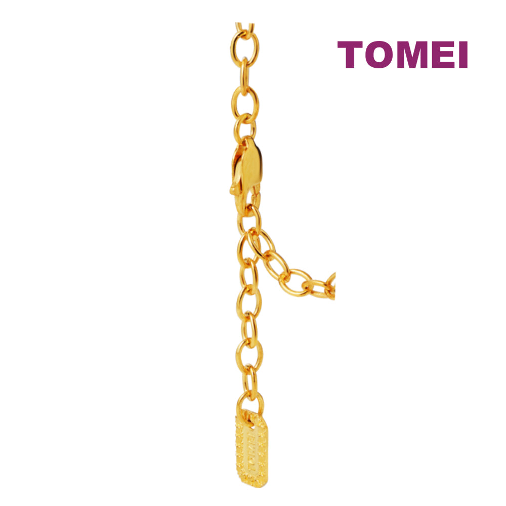 TOMEI Diamond Cut Collection Captivating V Bangle, Yellow Gold 916