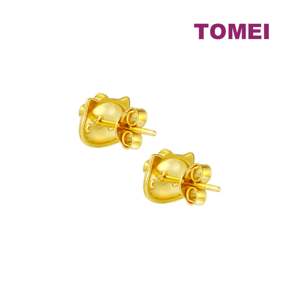 TOMEI X SANRIO Winter Wonders Hello Kitty Earrings, Yellow Gold 916