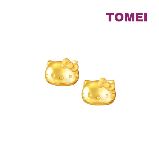 TOMEI X SANRIO Winter Wonders Hello Kitty Earrings, Yellow Gold 916