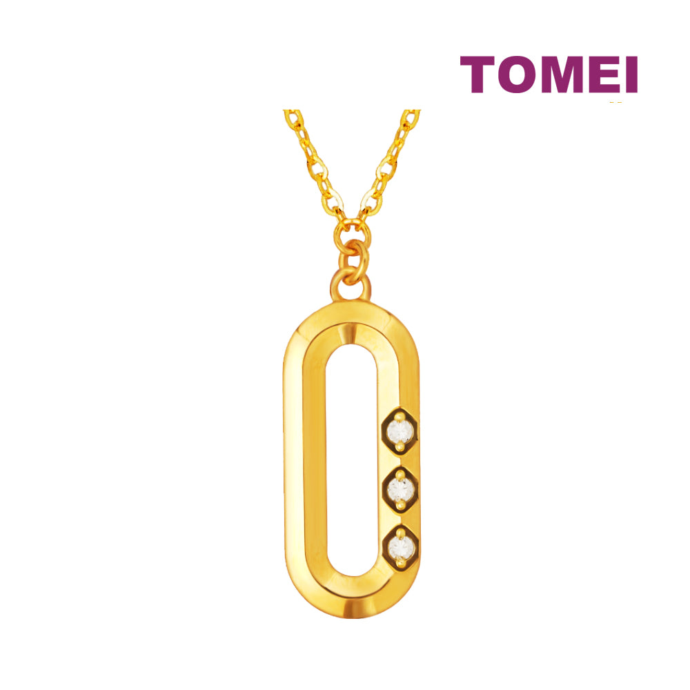 TOMEI Duo Of Devotion, Vertical Bar Necklace Yellow Gold 999 (5G)