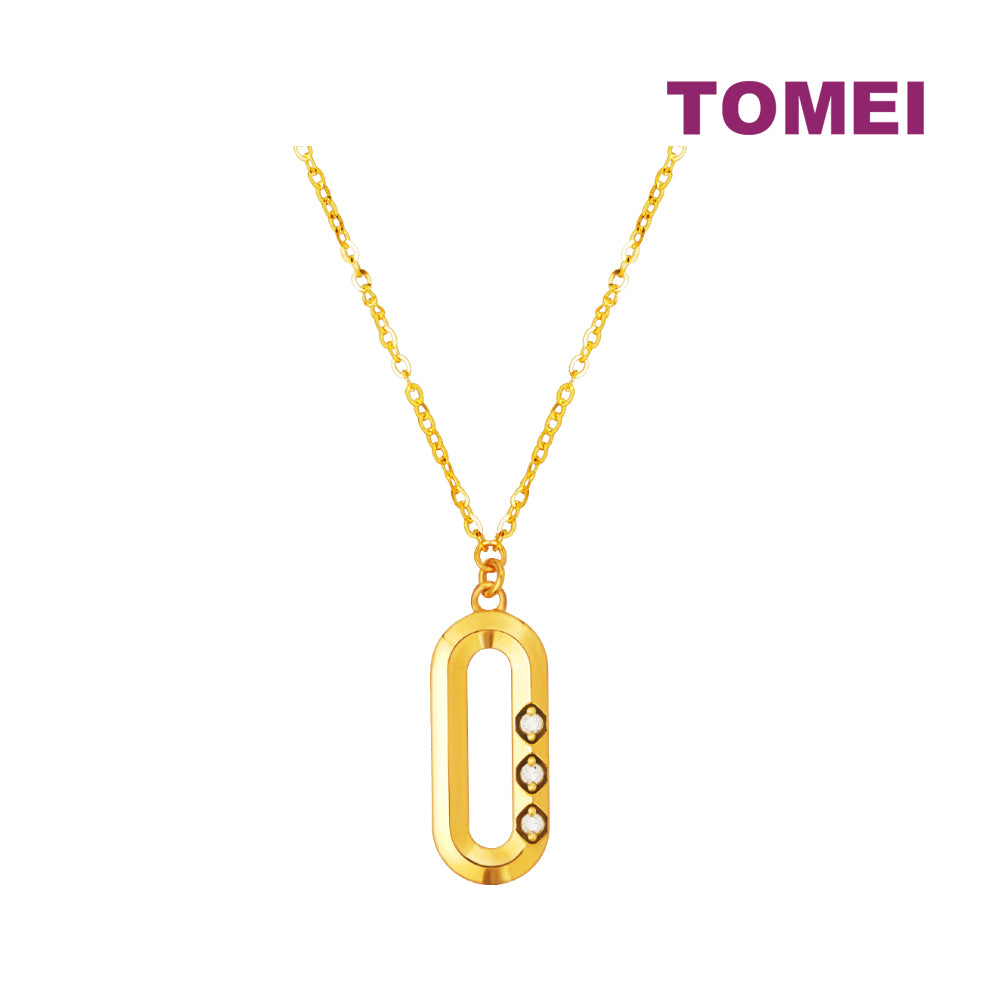 TOMEI Duo Of Devotion, Vertical Bar Necklace Yellow Gold 999 (5G)