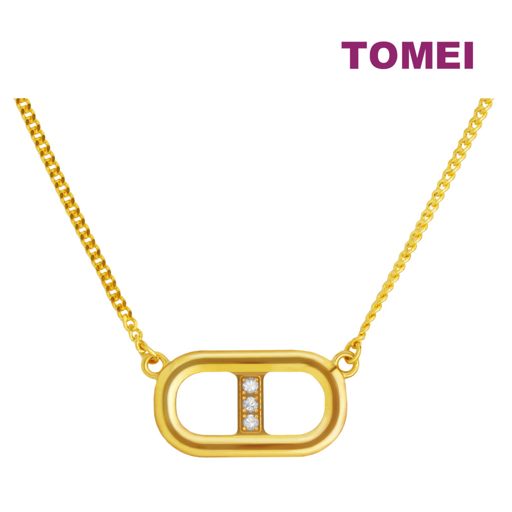TOMEI Duo Of Devotion, Horizontal Bar Necklace Yellow Gold 999 (5G)