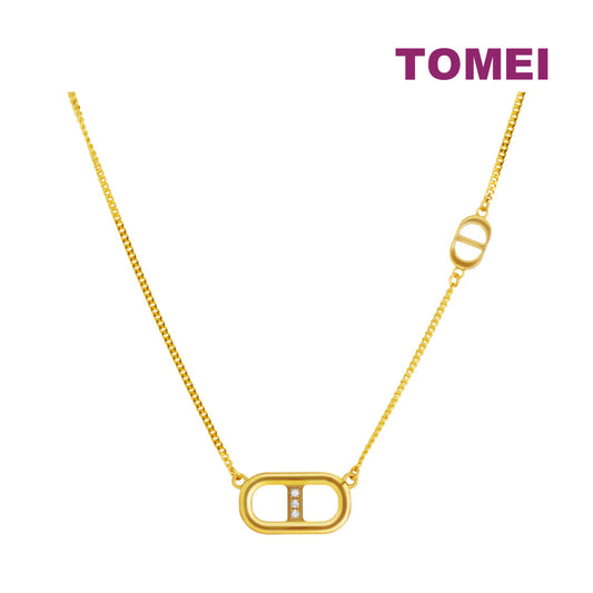 TOMEI Duo Of Devotion, Horizontal Bar Necklace Yellow Gold 999 (5G)