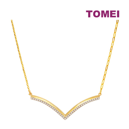 TOMEI Diamond Cut Collection V Trending Necklace, Yellow Gold 916