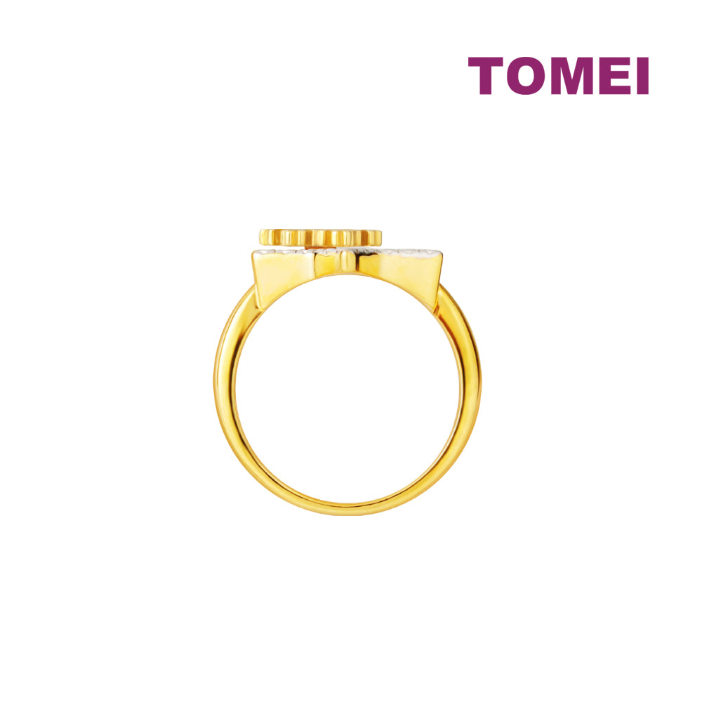 TOMEI Diamond Cut Collection Snowflake & Star Ring, Yellow Gold 916
