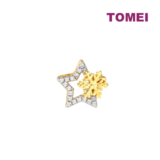 TOMEI Diamond Cut Collection Snowflake & Star Pendant, Yellow Gold 916
