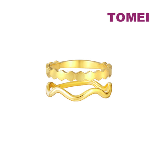 TOMEI Mix & Match Stackable Ring (2 Pcs), Yellow Gold 916