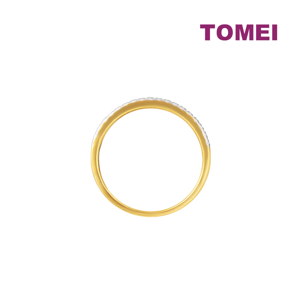 TOMEI Diamond Cut Collection V-Trend Stackable Ring, Yellow Gold 916