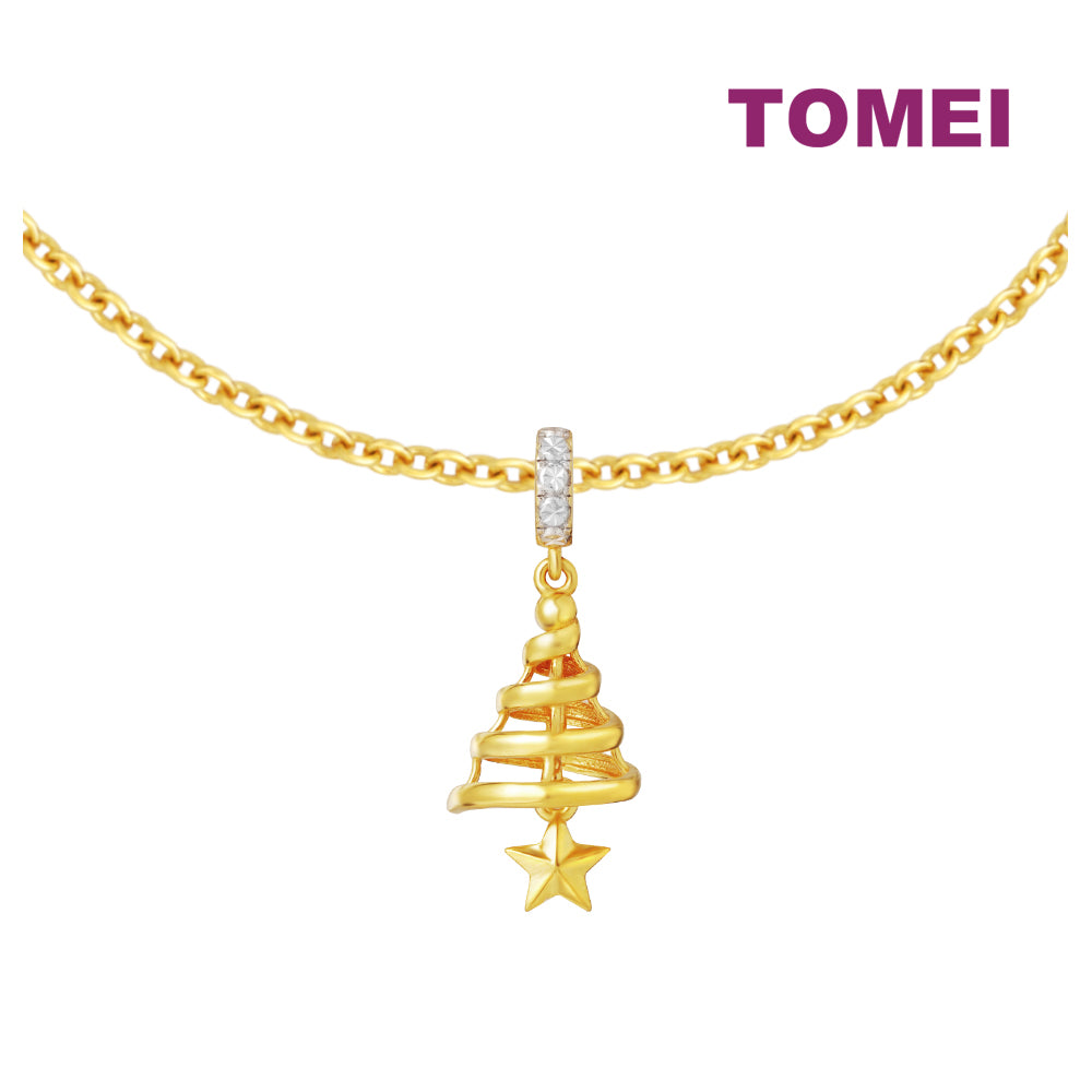 TOMEI Chomel Xmas Tree Charm, Yellow Gold 916