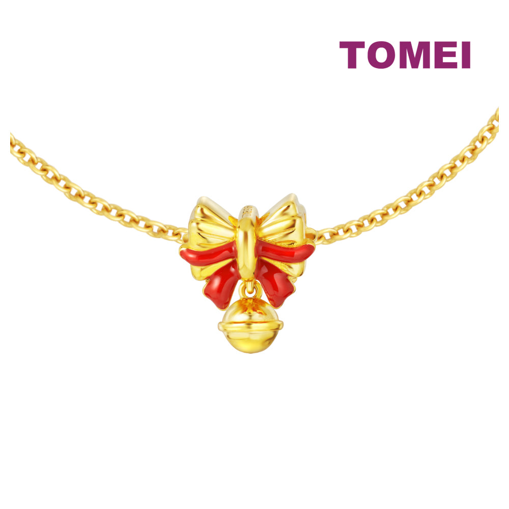 TOMEI Chomel Ribbon Bell Charm, Yellow Gold 916