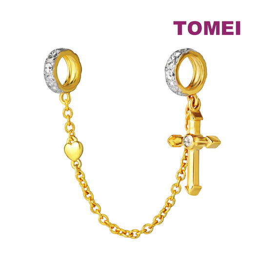 TOMEI Chomel Cross Charm/Stopper, Yellow Gold 916