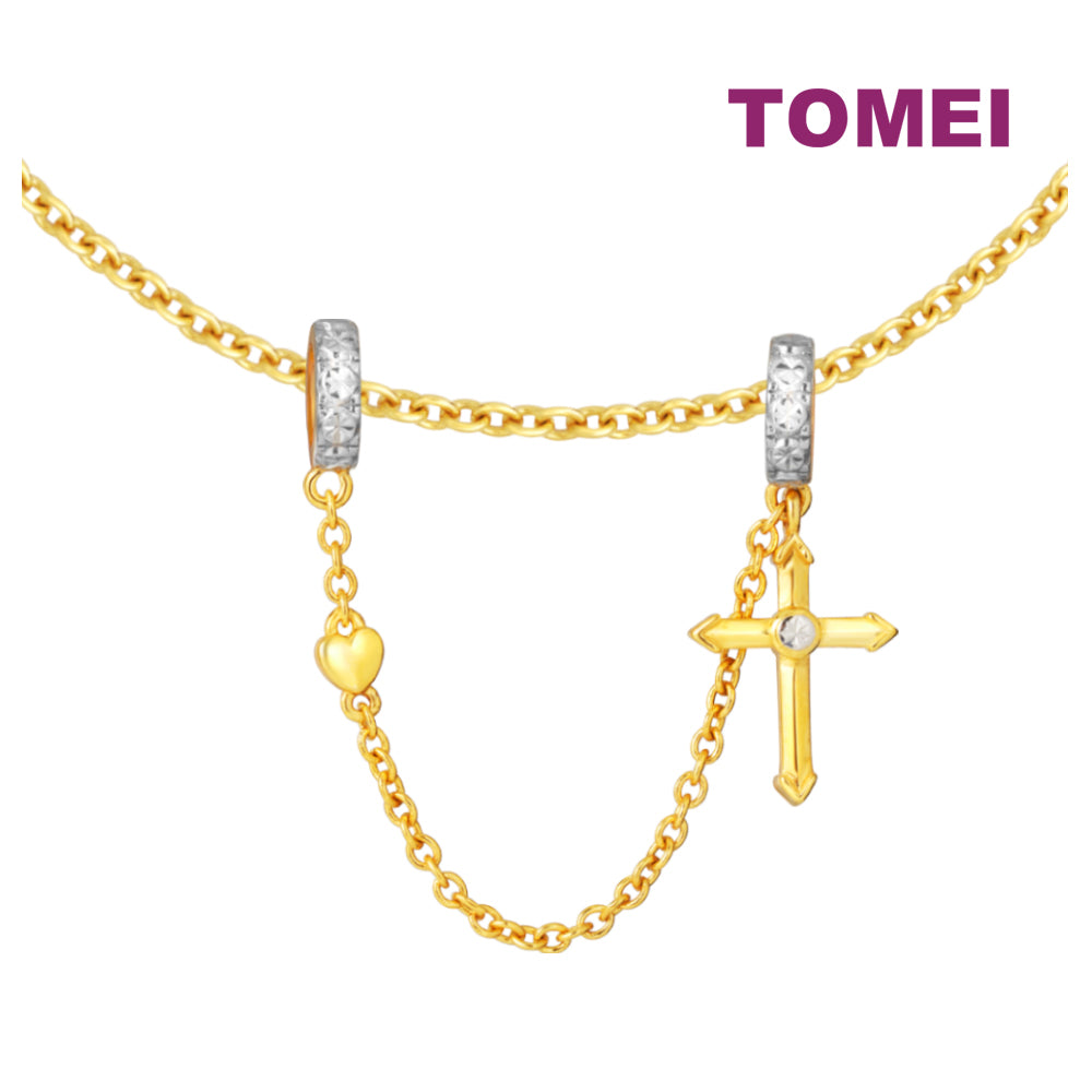 TOMEI Chomel Cross Charm/Stopper, Yellow Gold 916