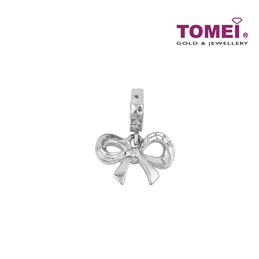 TOMEI Ribbon with Joyful Vibes Charm, White Gold 585 (P5528)