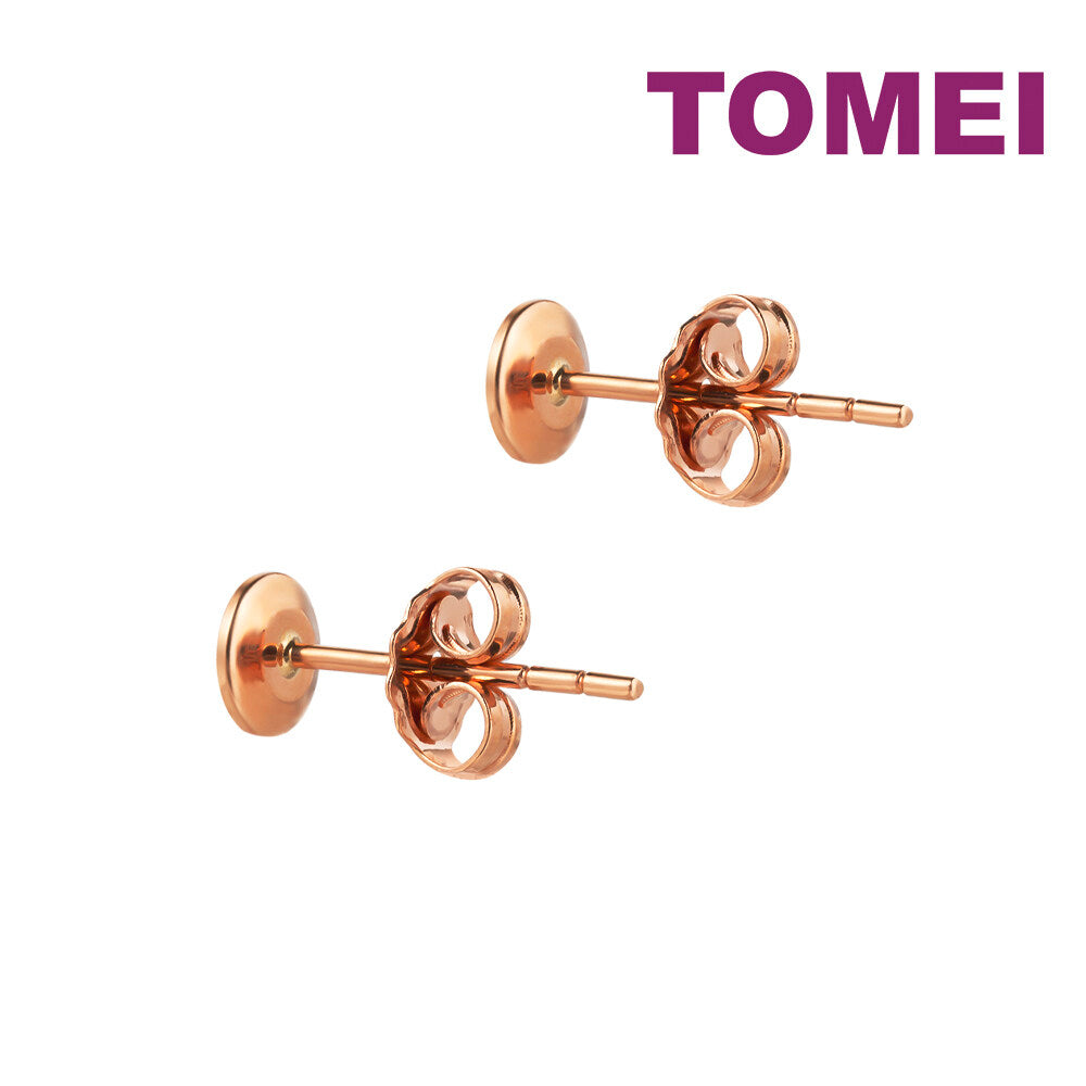 TOMEI Shining Button Earrings, Rose Gold 750