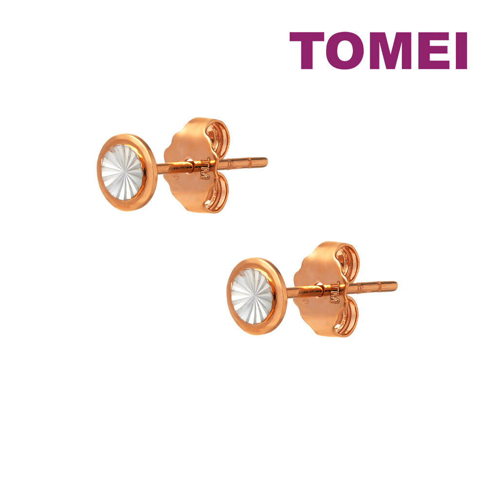 TOMEI Shining Button Earrings, Rose Gold 750