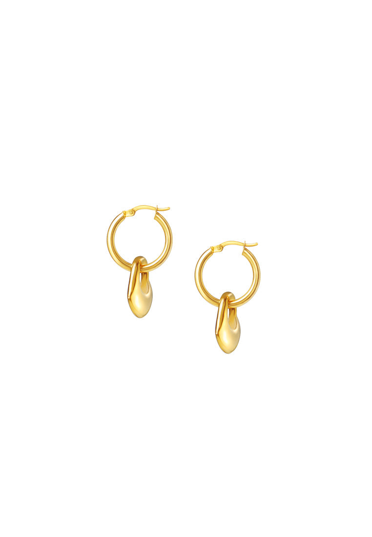 TOMEI Lusso Italia Chunky Heart Hoop Earrings, Yellow Gold 916