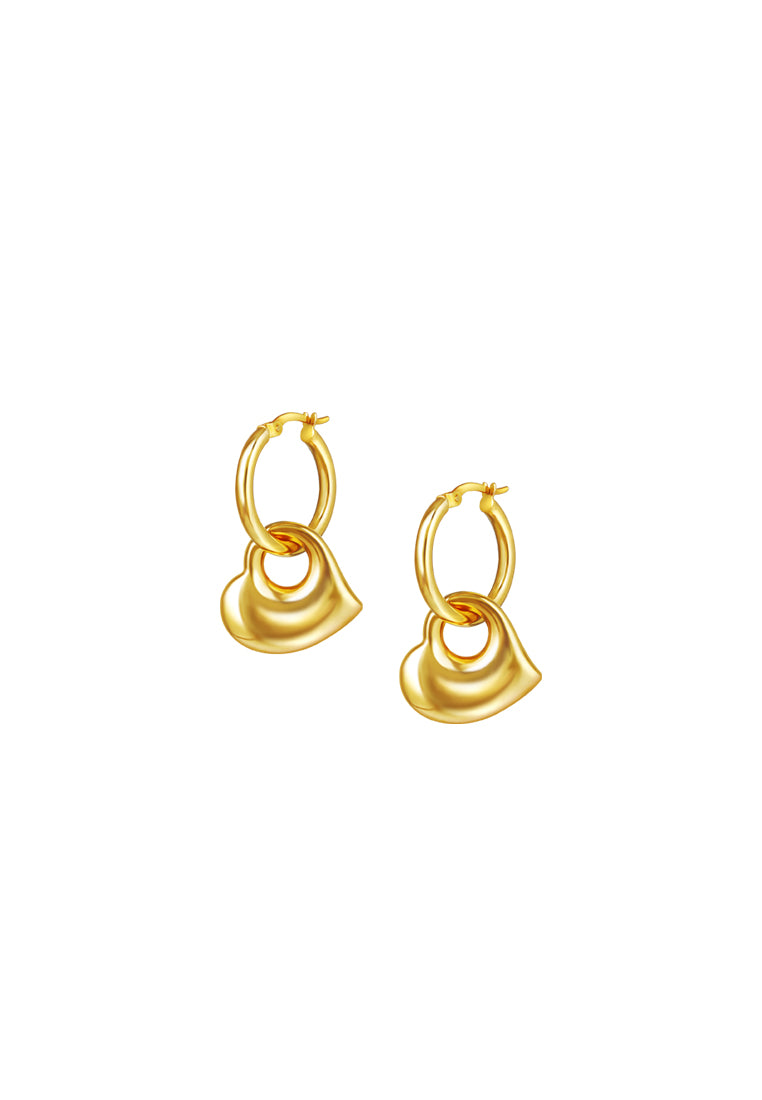 TOMEI Lusso Italia Chunky Heart Hoop Earrings, Yellow Gold 916