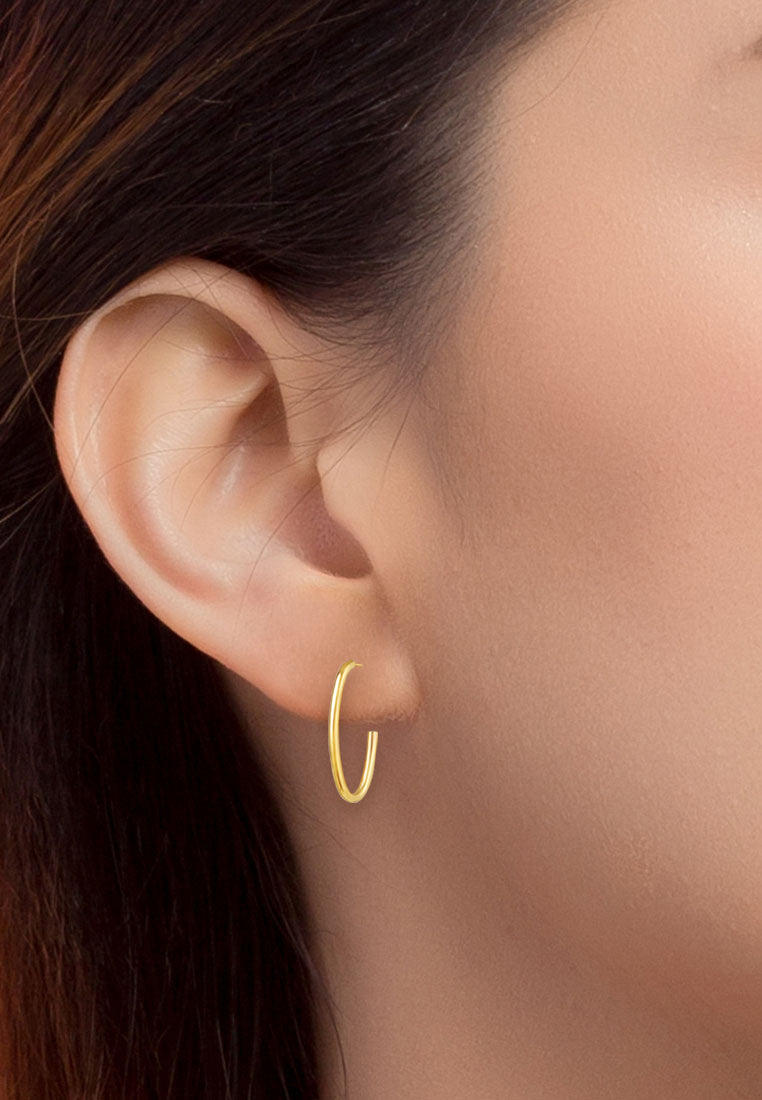 TOMEI Lusso Italia Minimalist Oval Hoop Earrings, Yellow Gold 916