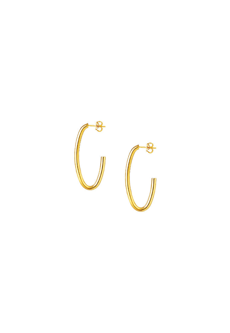 TOMEI Lusso Italia Minimalist Oval Hoop Earrings, Yellow Gold 916