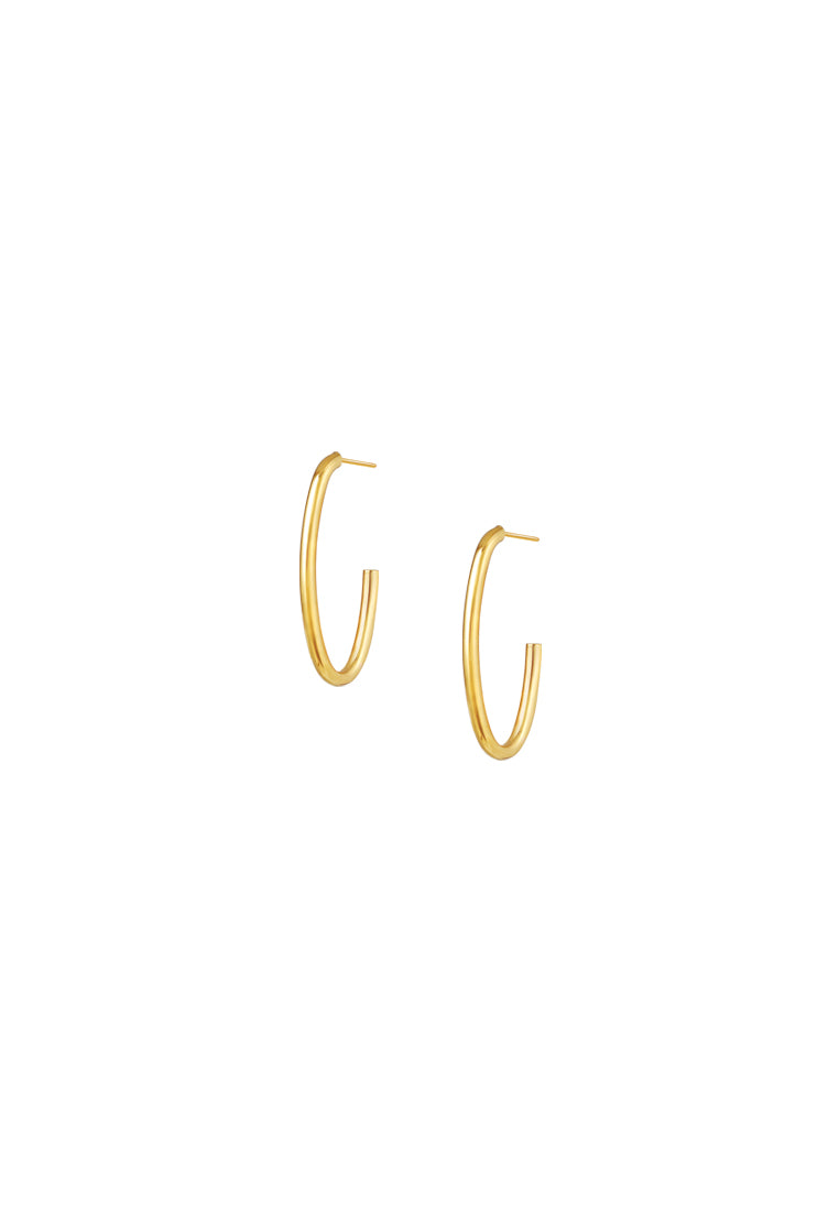 TOMEI Lusso Italia Minimalist Oval Hoop Earrings, Yellow Gold 916