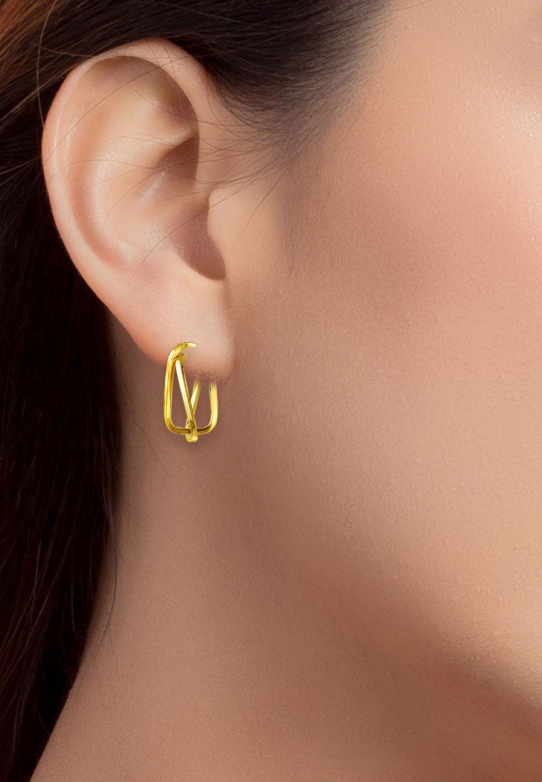 TOMEI Lusso Italia Criss Cross Rectangle Earrings, Yellow Gold 916