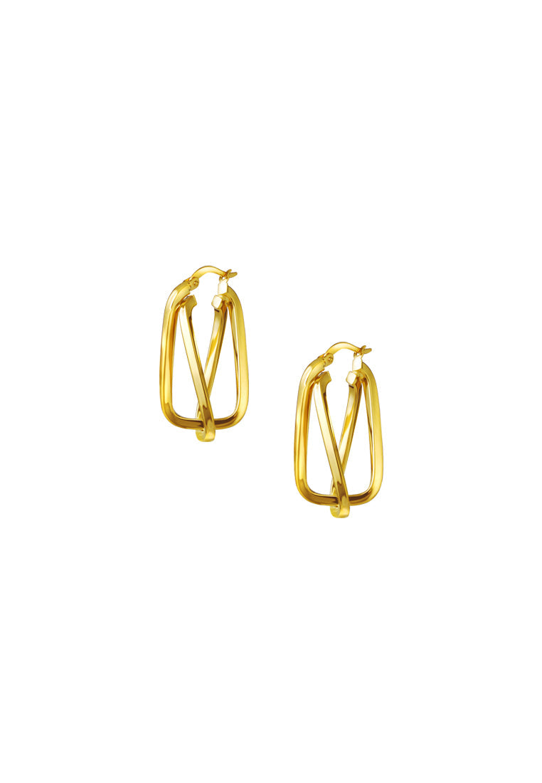 TOMEI Lusso Italia Criss Cross Rectangle Earrings, Yellow Gold 916