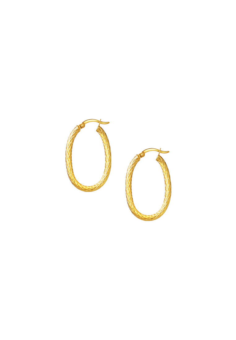 TOMEI Lusso Italia Textured Oval Hoop Earrings, Yellow Gold 916
