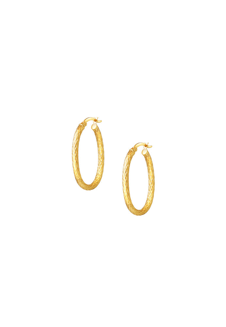 TOMEI Lusso Italia Textured Oval Hoop Earrings, Yellow Gold 916