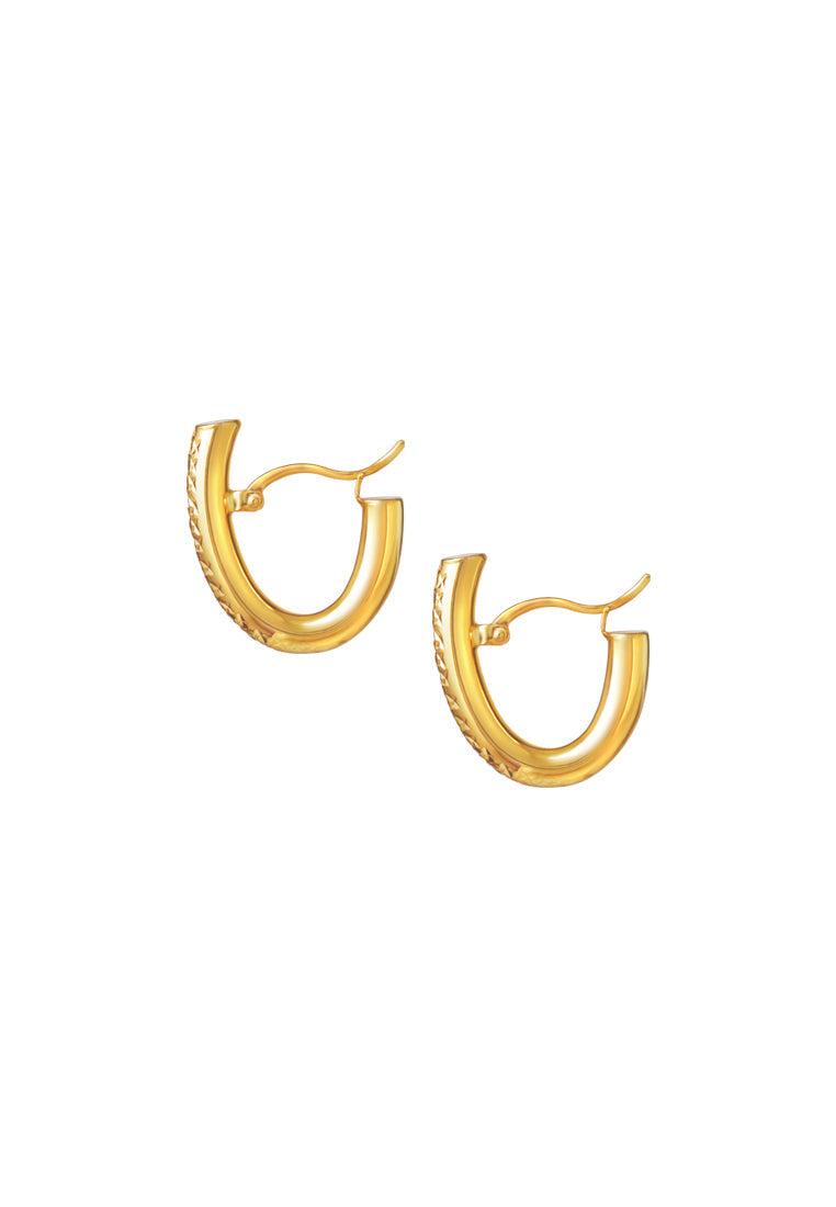 TOMEI Lusso Italia Half Hoop Lasered Earrings, Yellow Gold 916