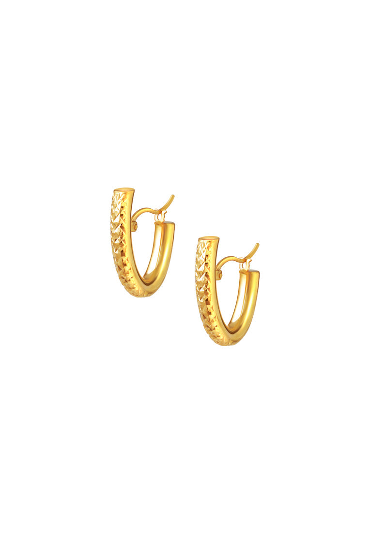 TOMEI Lusso Italia Half Hoop Lasered Earrings, Yellow Gold 916