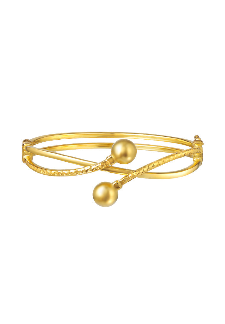 TOMEI Bold Double Cuff Bangle, Yellow Gold 916