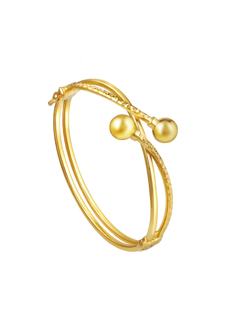 TOMEI Bold Double Cuff Bangle, Yellow Gold 916