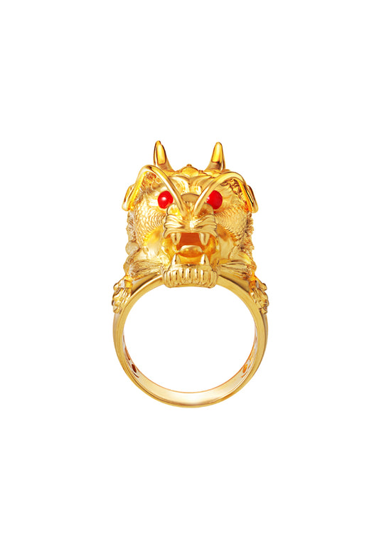 TOMEI Dragon Men Ring, Yellow Gold 916