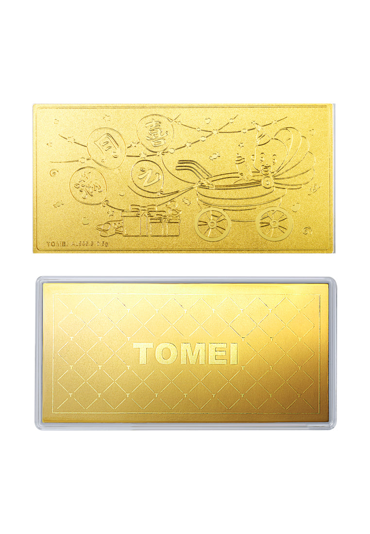 TOMEI [Online Exclusive] Baby Fullmoon Celebration Gold Foil 0.5G, Yellow Gold 9999