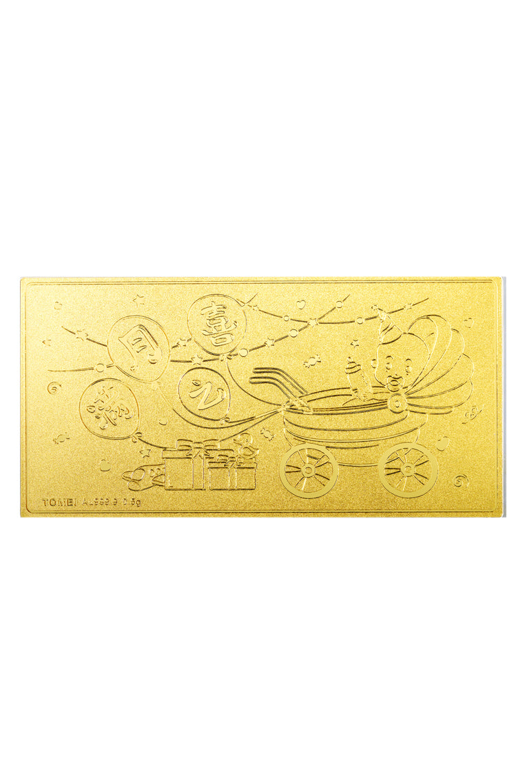TOMEI [Online Exclusive] Baby Fullmoon Celebration Gold Foil 0.5G, Yellow Gold 9999