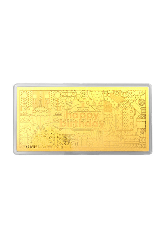 [TOMEI EXCLUSIVE] Happy Birthday Gold Foil 1G, Yellow Gold 9999