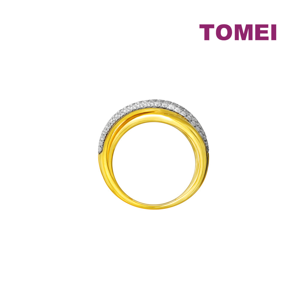 TOMEI Diamond Cut Collection Criss Cross Ring, Yellow Gold 916