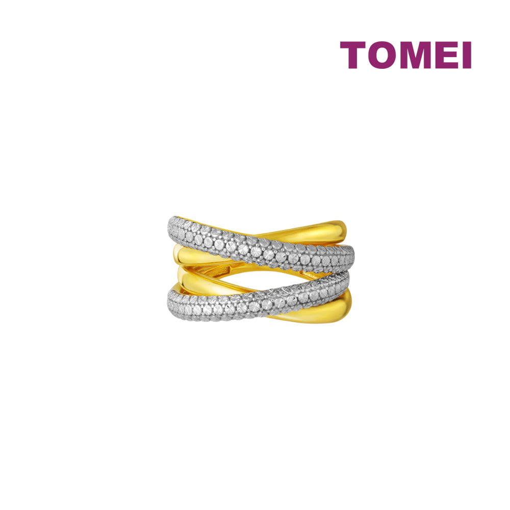 TOMEI Diamond Cut Collection Criss Cross Ring, Yellow Gold 916