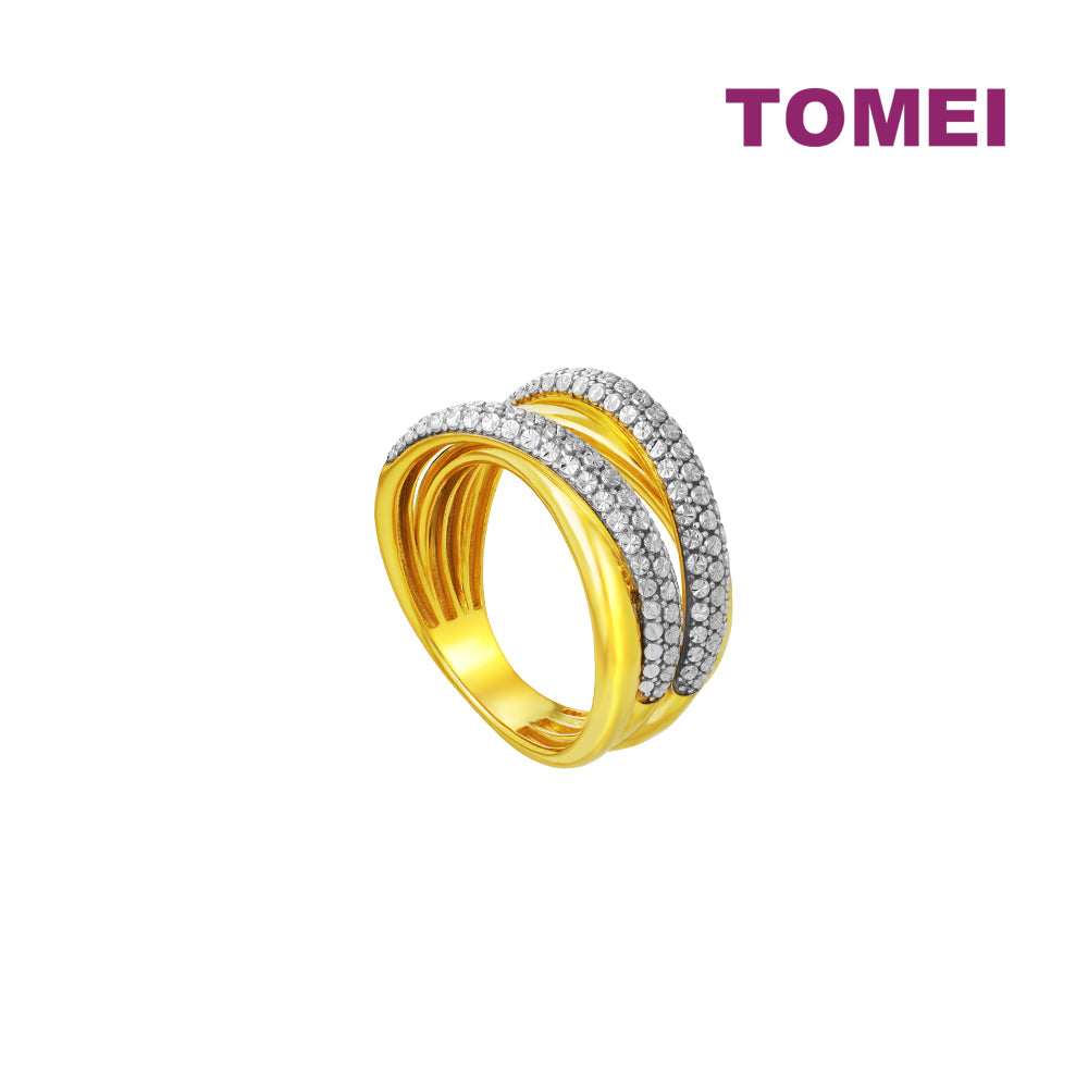 TOMEI Diamond Cut Collection Criss Cross Ring, Yellow Gold 916