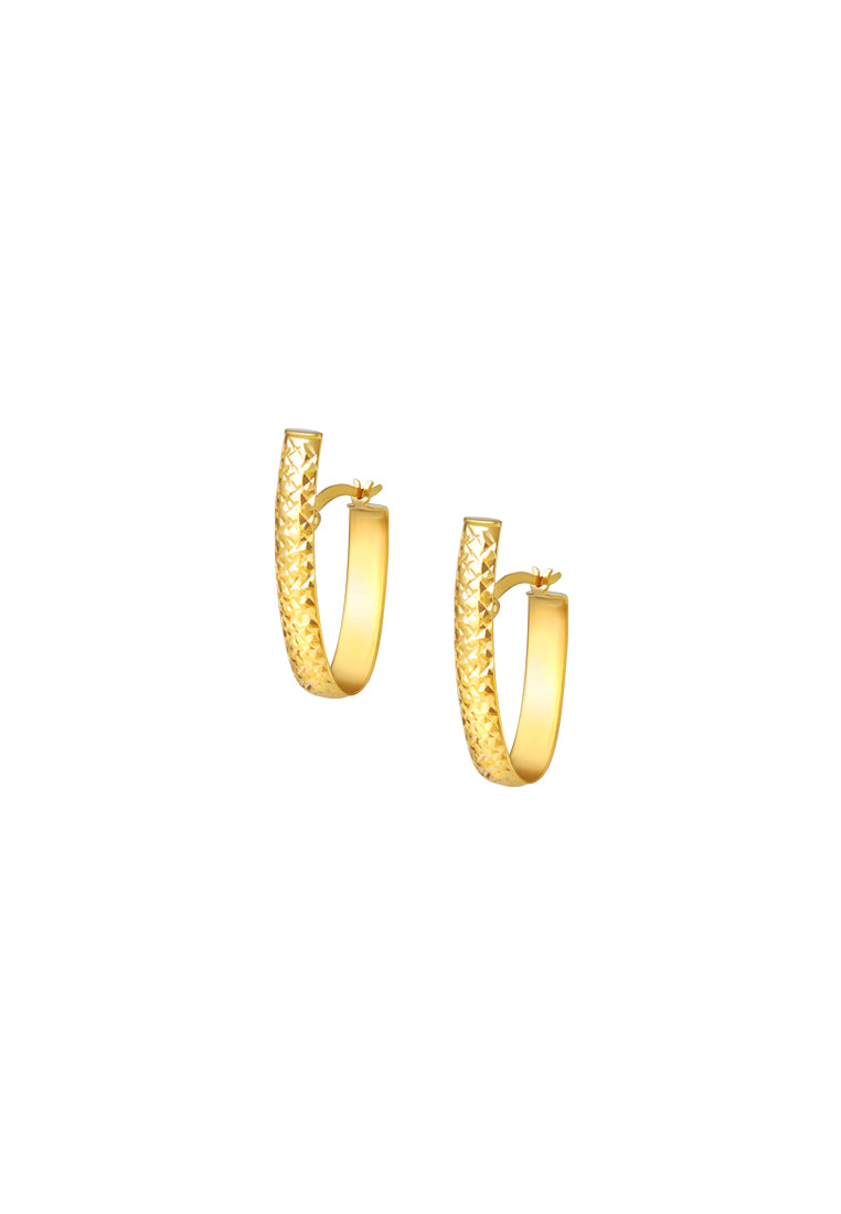 TOMEI Lusso Italia Glittering Long Hoop Earrings, Yellow Gold 916