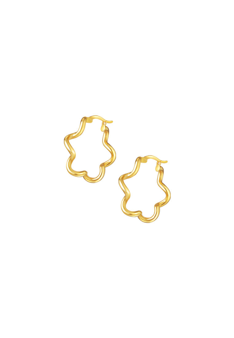 TOMEI Lusso Italia Minimalist Wavy Hoop Earrings, Yellow Gold 916