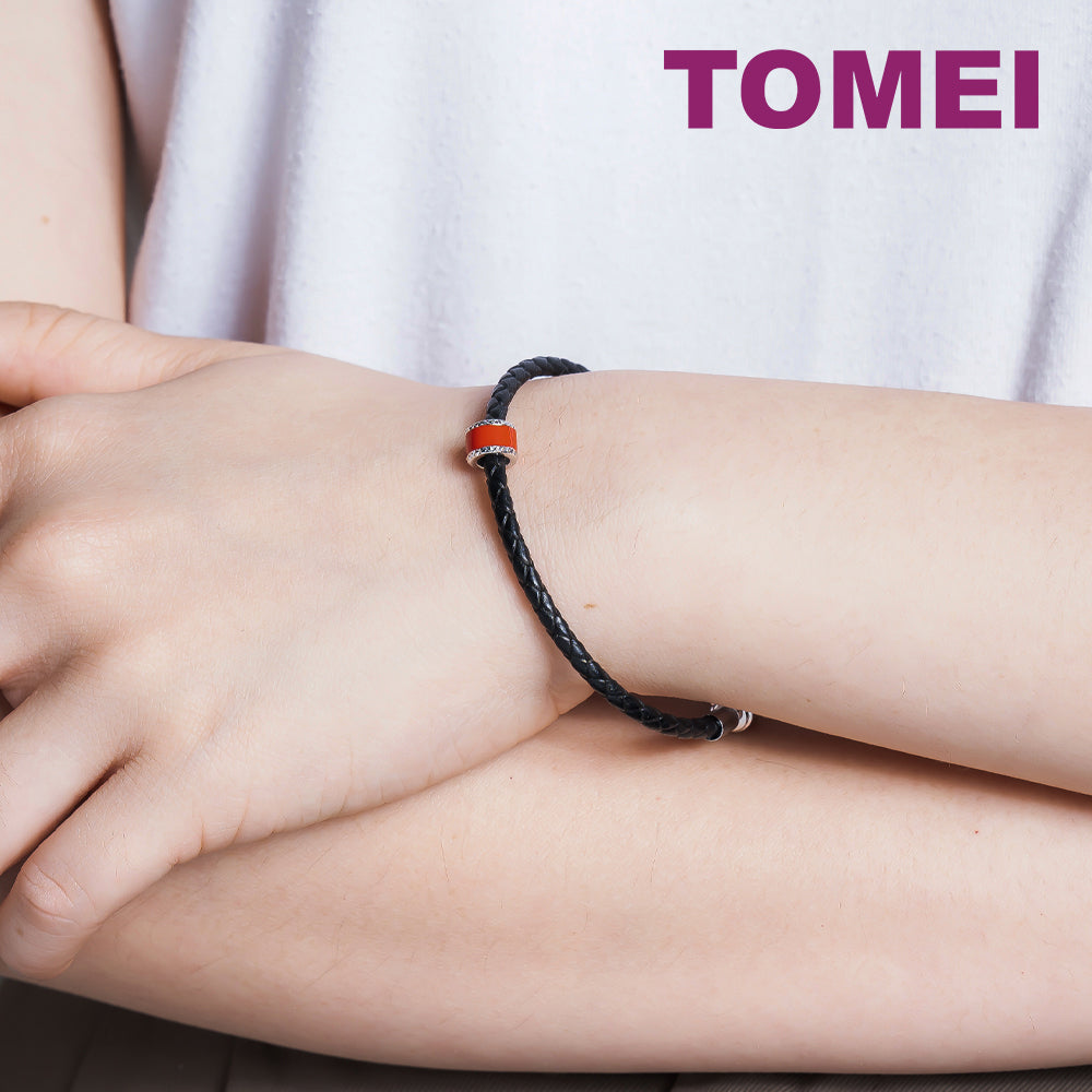 TOMEI White/Red Charm, White Gold 585