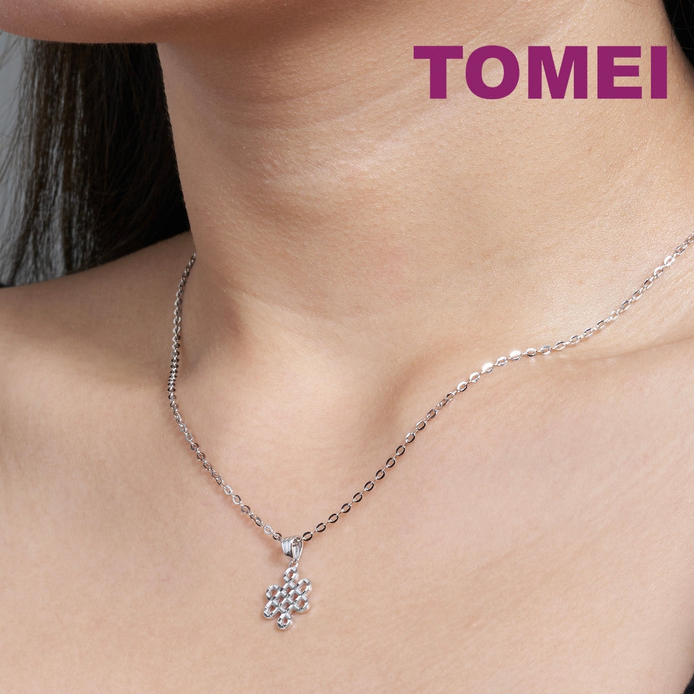 TOMEI Crocheted Centrepiece of Knitted Pizzazz Pendant, White Gold 585 (P5549/MF299)