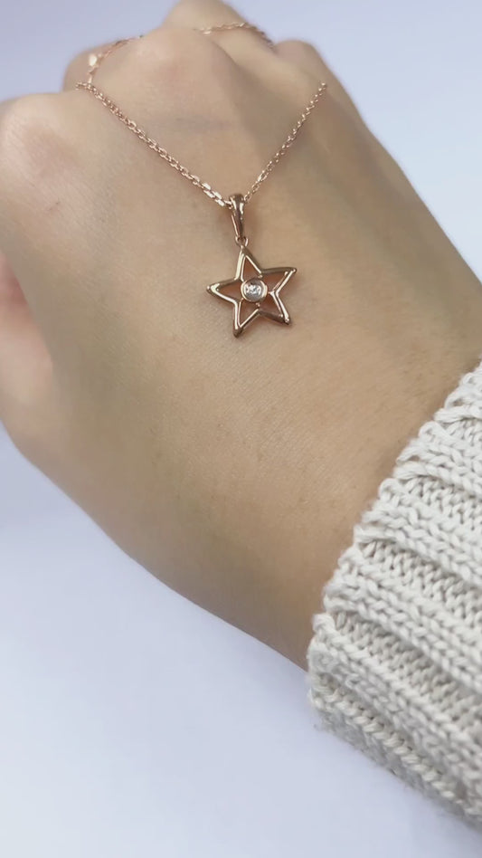 TOMEI [Online Exclusive] Minimalist Dangling Star Pendant, Rose Gold 375
