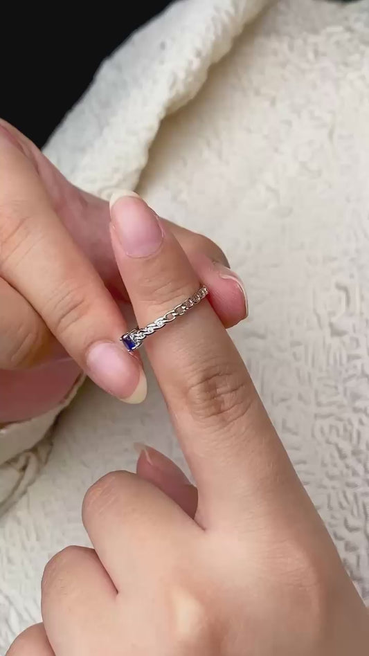 TOMEI Blue Sapphire Diamond Ring, White Gold 750