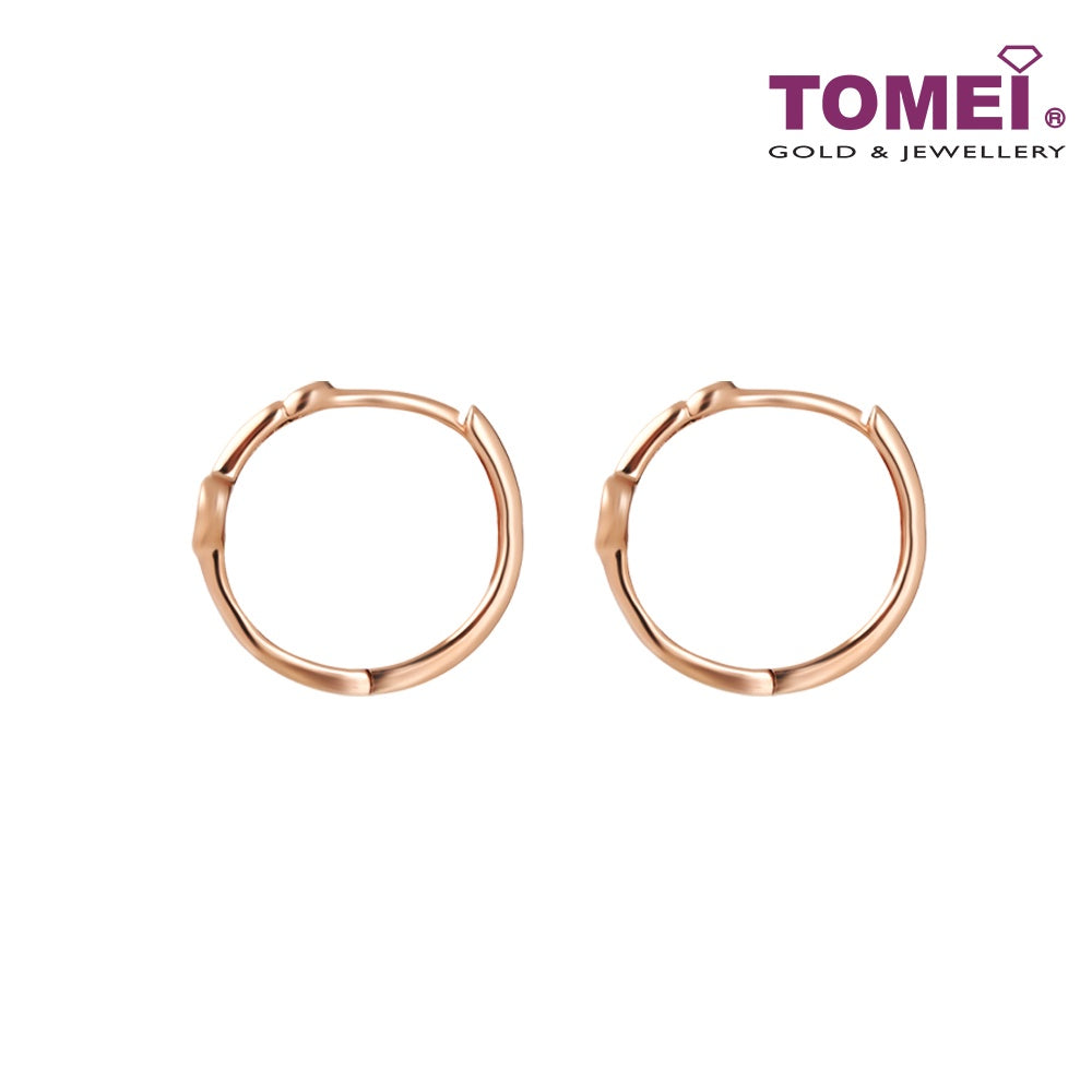 TOMEI [Online Exclusive] Little Heart Loop Earrings, Rose Gold 375