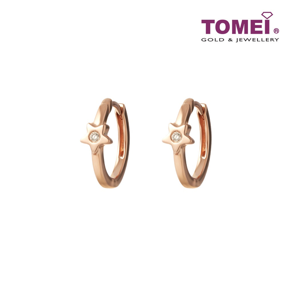 TOMEI [Online Exclusive] Little Star Loop Earrings, Rose Gold 375