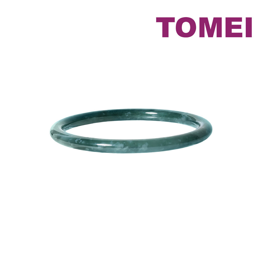 TOMEI Natural Jade Thin Bangle, Dark Green