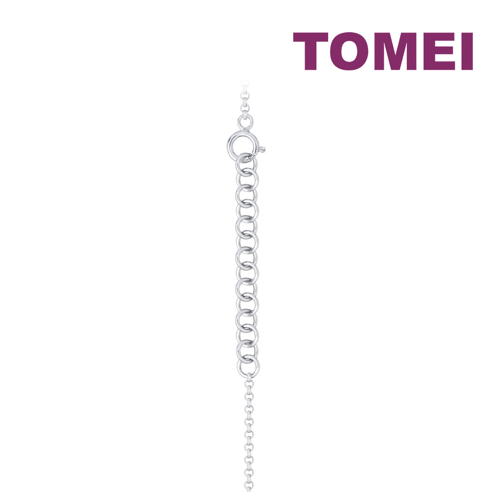 TOMEI Entwining Dual-Heart Diamond Necklace, White Gold 750