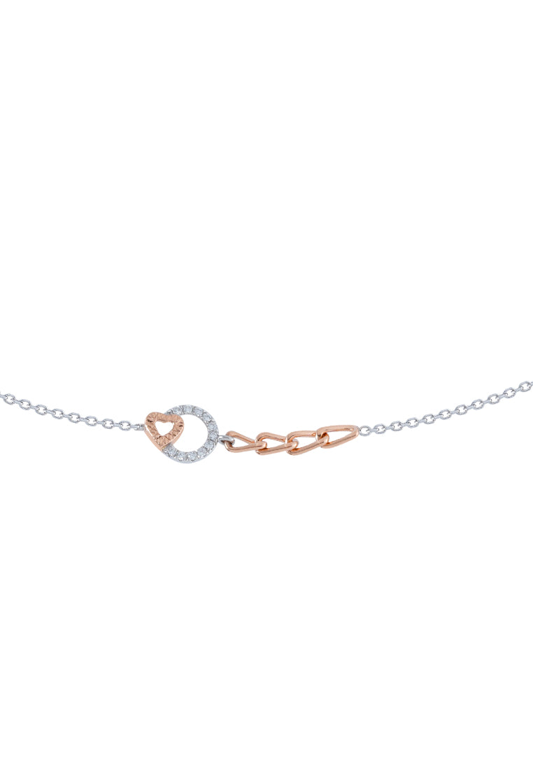 TOMEI Binding With Love Bracelet, White+Rose Gold 585